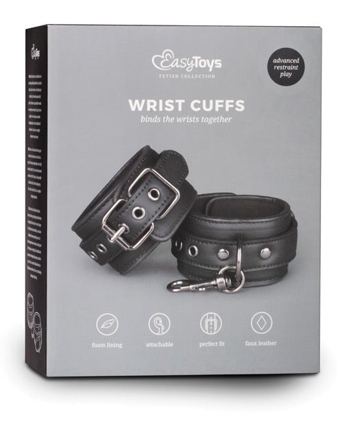 Easy Toys Faux Leather Handcuffs - Black Easy Toys