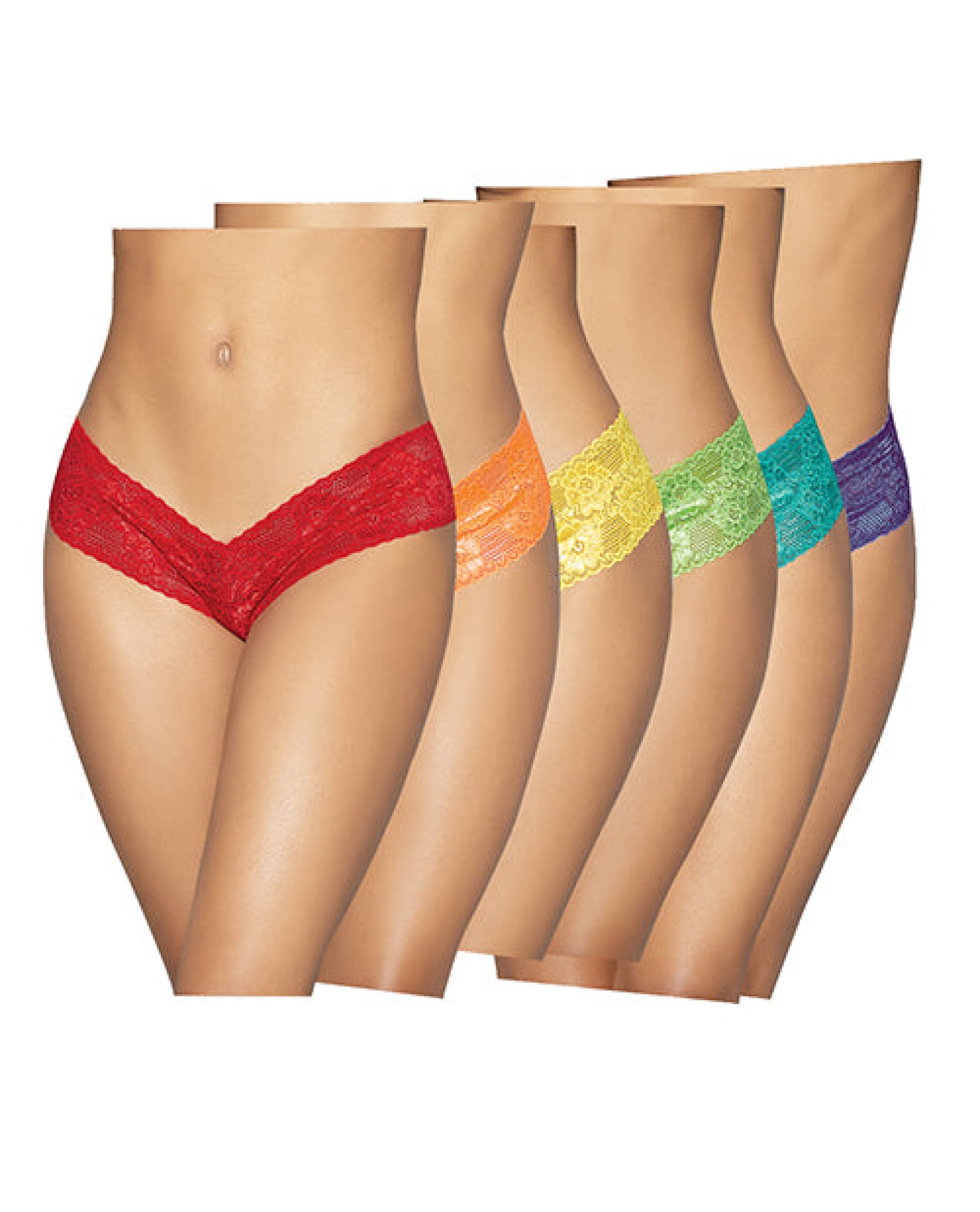 6 Pc Low Rise Neon Pride Panty Pack Asst. Colors O-s Escante