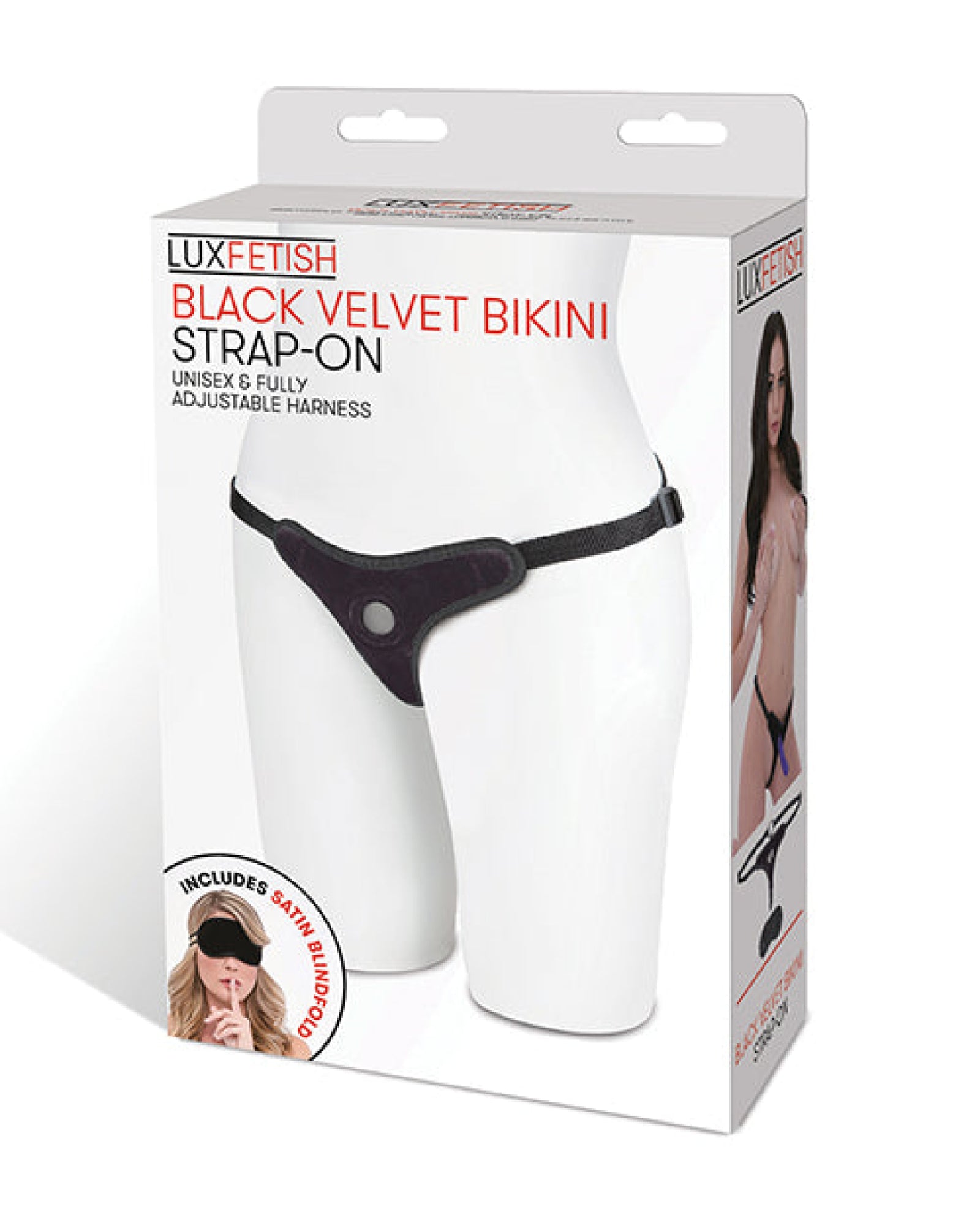 Lux Fetish Velvet Bikini Strap On - Black Lux Fetish