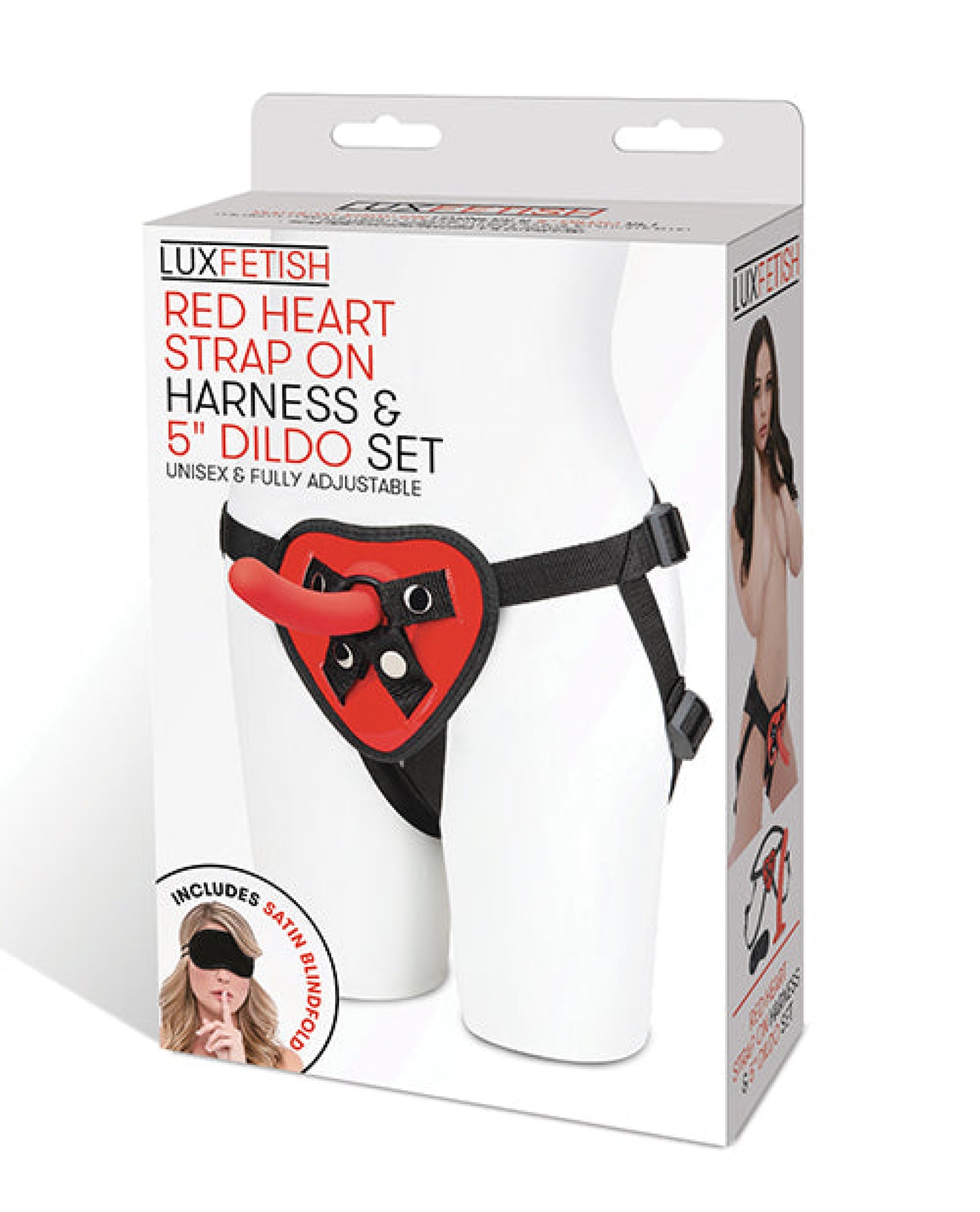 Lux Fetish 5" Dildo W/red Heart Strap On Harness Set Lux Fetish