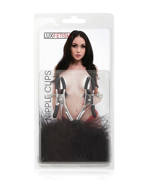 Lux Fetish Feather Nipple Clips - Black Lux Fetish