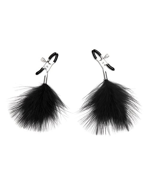 Lux Fetish Feather Nipple Clips - Black Lux Fetish