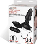 Lux Fetish 4" Inflatable Vibrating Butt Plug W-suction Base - Black Lux Fetish