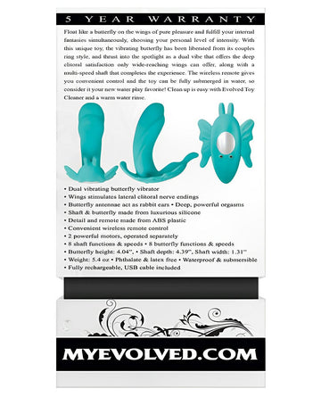 Evolved The Butterfly Effect Rechargeable Dual Stim - Teal Evolved Novelties