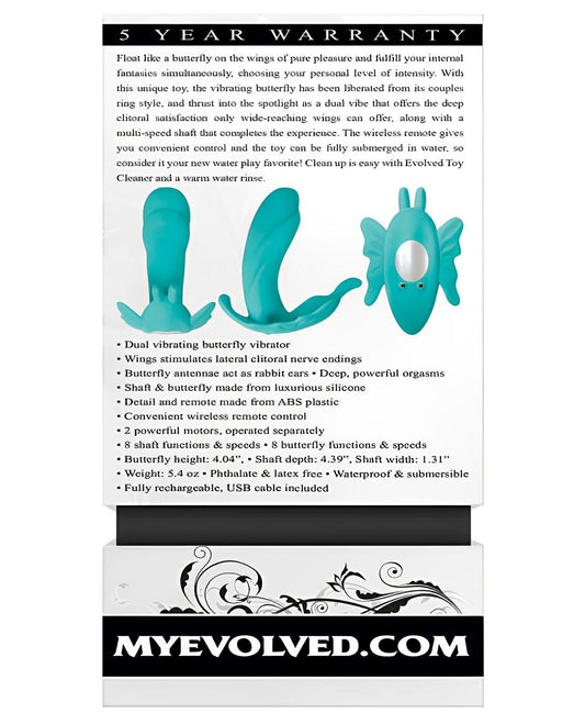 Evolved The Butterfly Effect Rechargeable Dual Stim - Teal Evolved Novelties