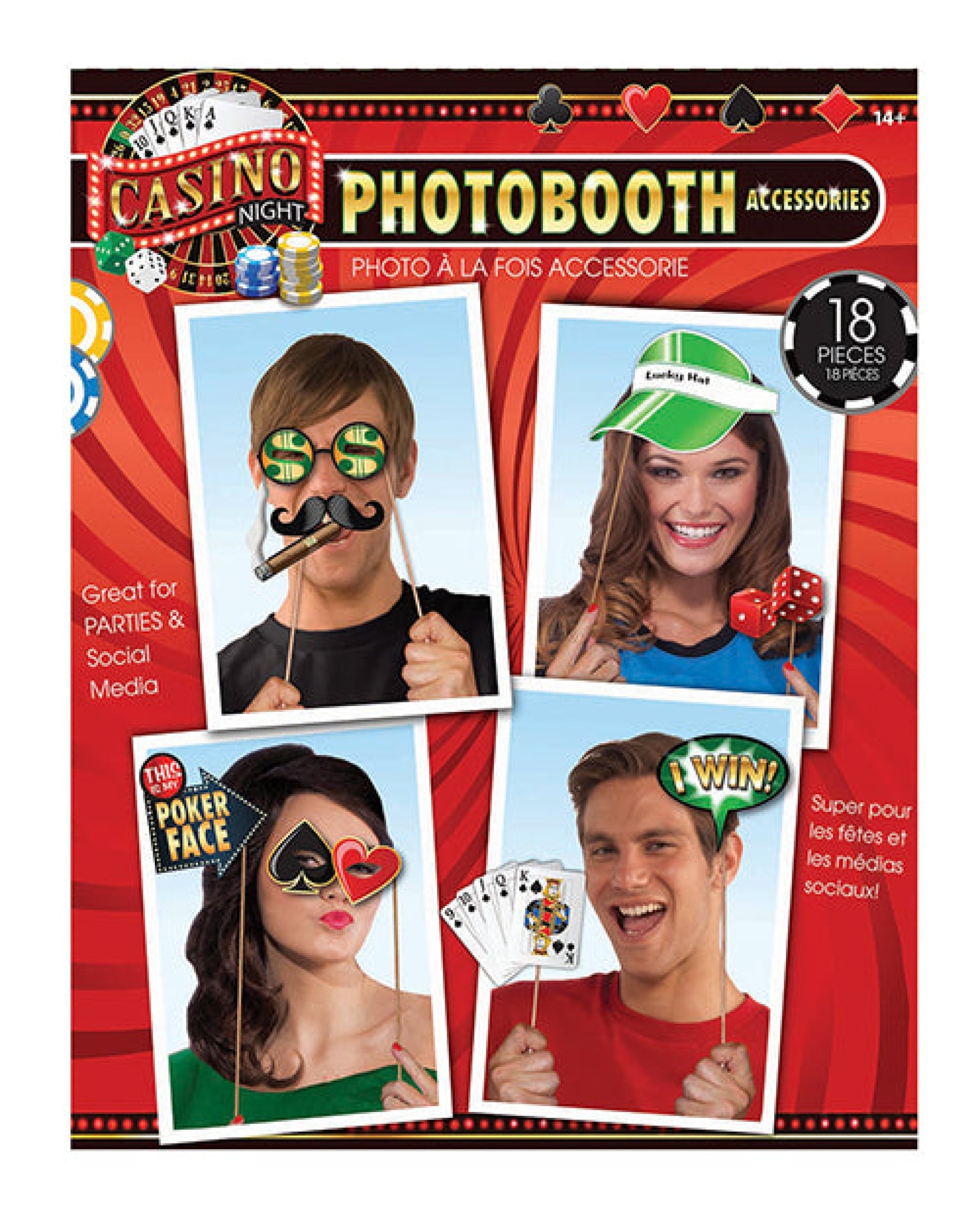 Casino Photo Booth Prop Kit - Set Of 18 Pc Forum Novelties
