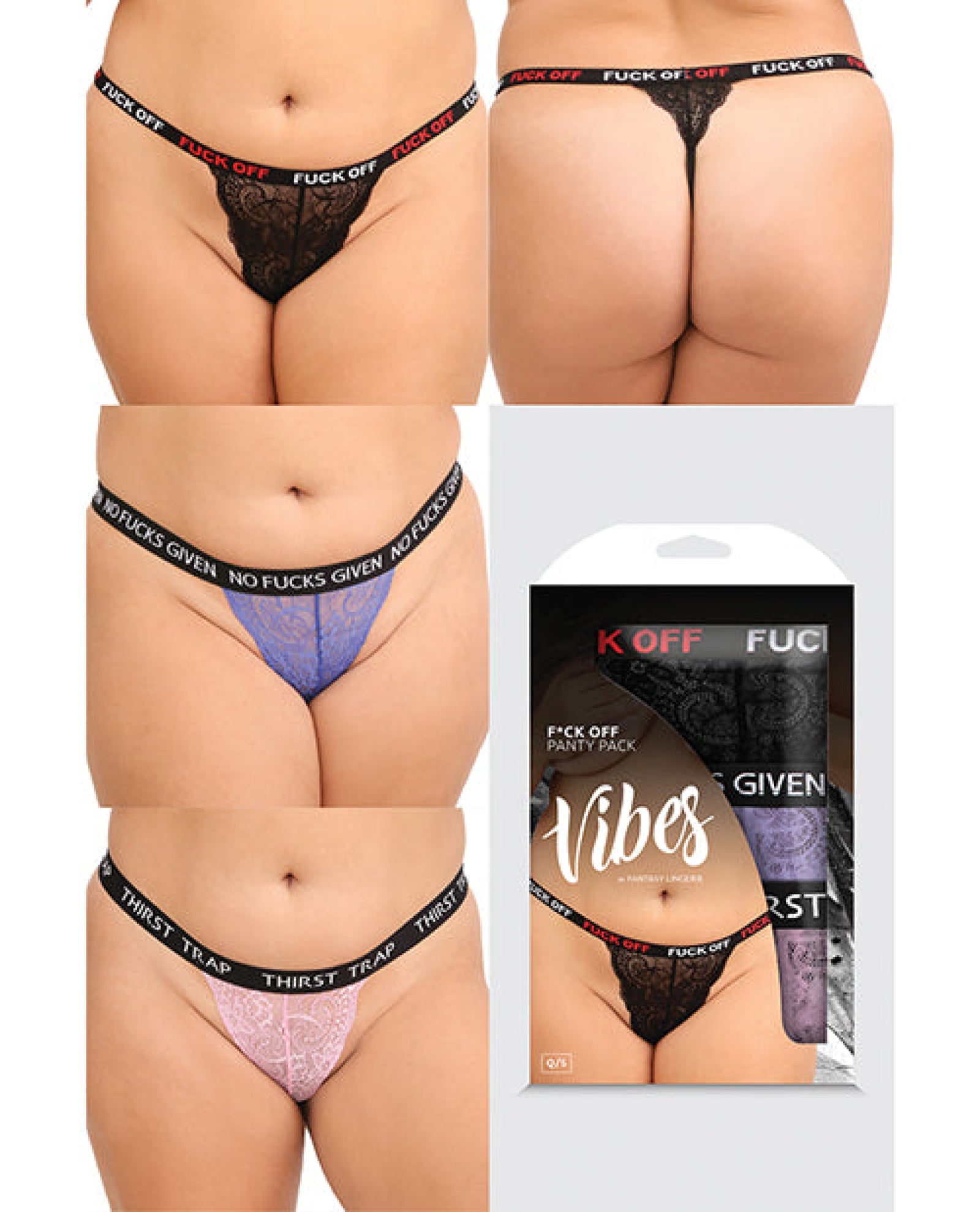 Vibes Fuck 3 Pack Thongs Assorted Colors Qn Fantasy Lingerie