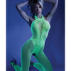 Glow Black Light Crotchless Bodystocking Neon Green O-s Fantasy Lingerie