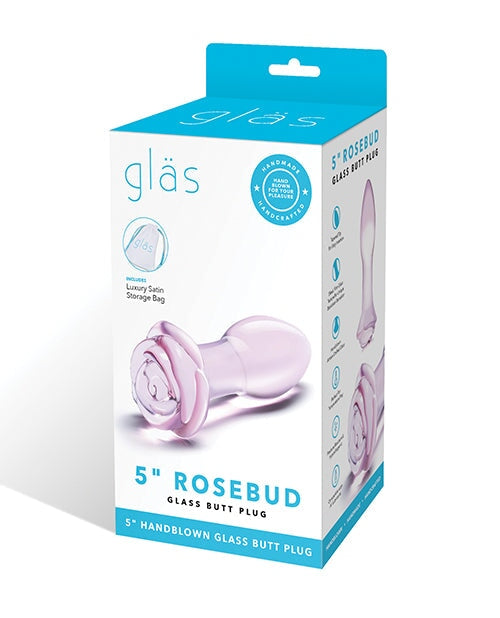 Glas 5" Rosebud Glass Butt Plug - Pink Gläs