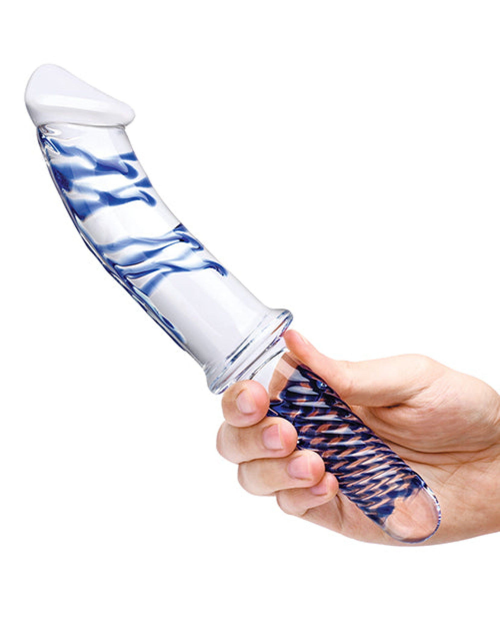 Glas 11" Realistic Double Ended Glass Dildo W-handle - Blue Gläs