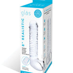 Glas 8" Realistic Ribbed Glass G-spot Dildo W-balls - Clear Gläs