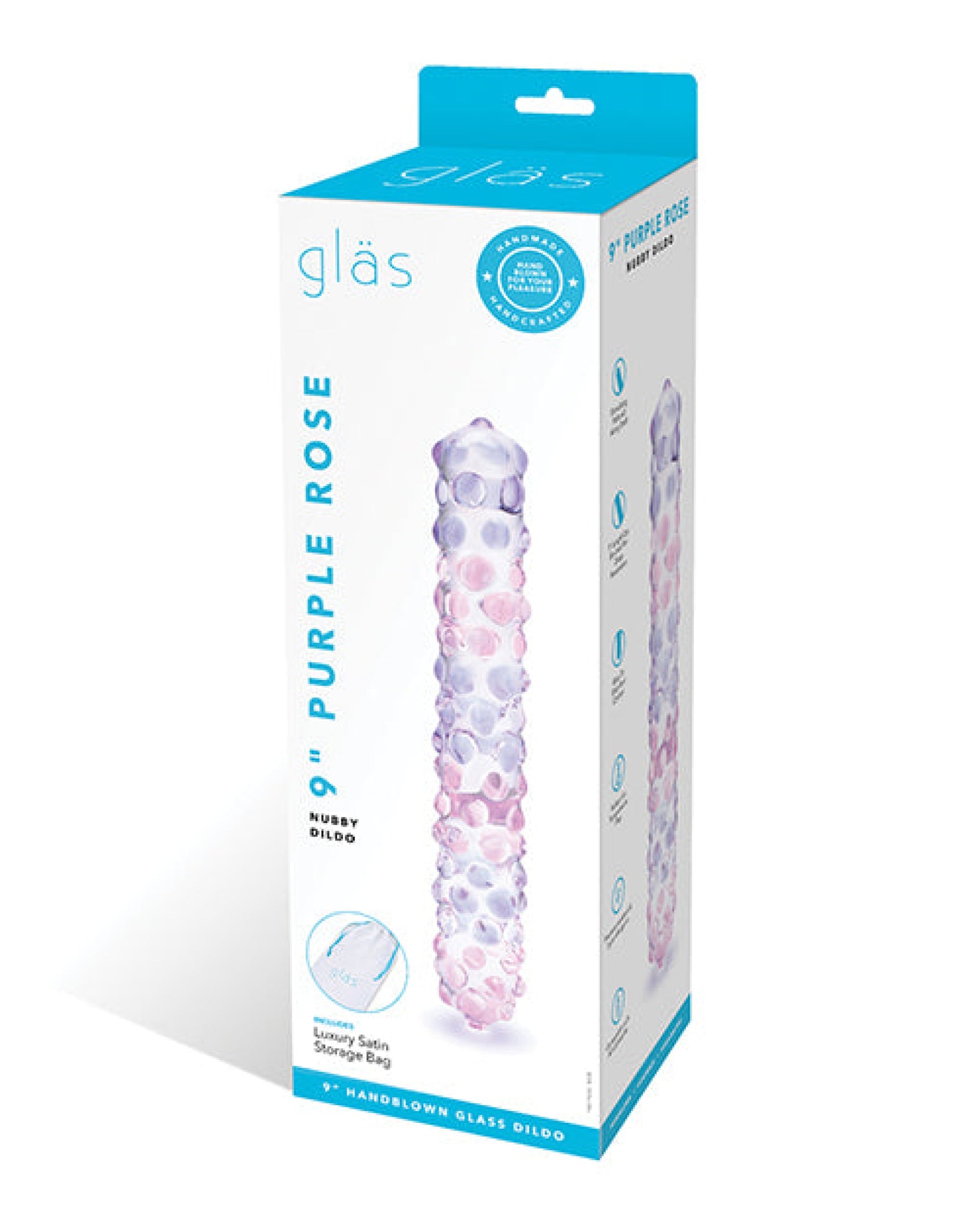 Glas 9" Purple Rose Nubby Glass Dildo - Purple-pink Gläs