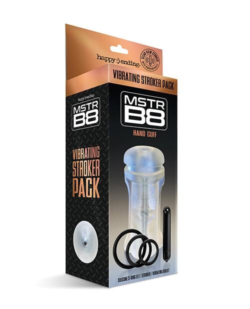 Mstr B8 Hand Cuff Vibrating Stroker Pack - Kit Of 5 Clear Mstr B8