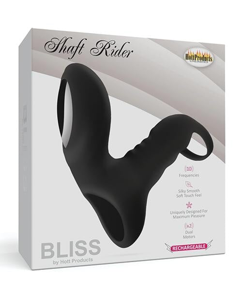 Bliss Shaft Rider Vibrating Cock Ring Sleeve - Black Hott Products