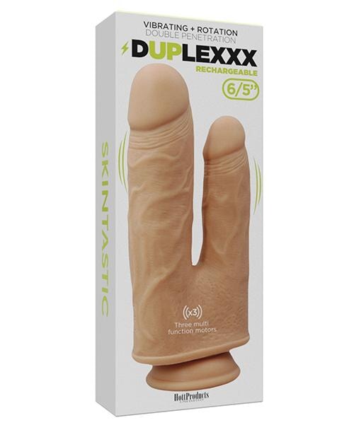 Skinsations Duplexx Vibrating & Rotating Double Dildo - Flesh Hott Products