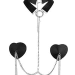 Nipplicious Dominatrix Leather Collar & Pasties W/chain Hott Products