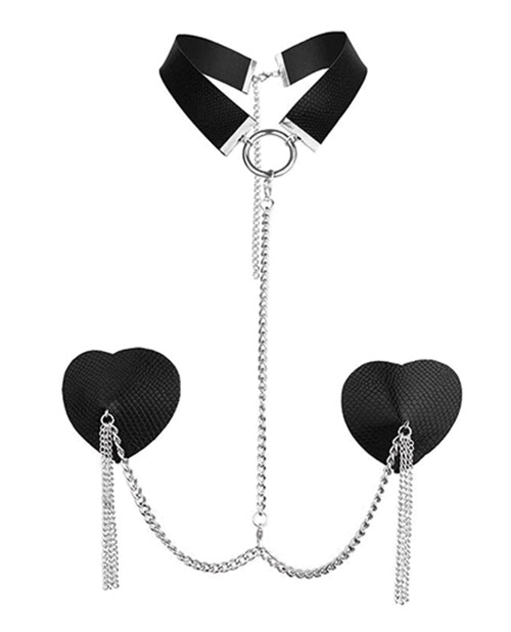 Nipplicious Dominatrix Leather Collar & Pasties W/chain Hott Products