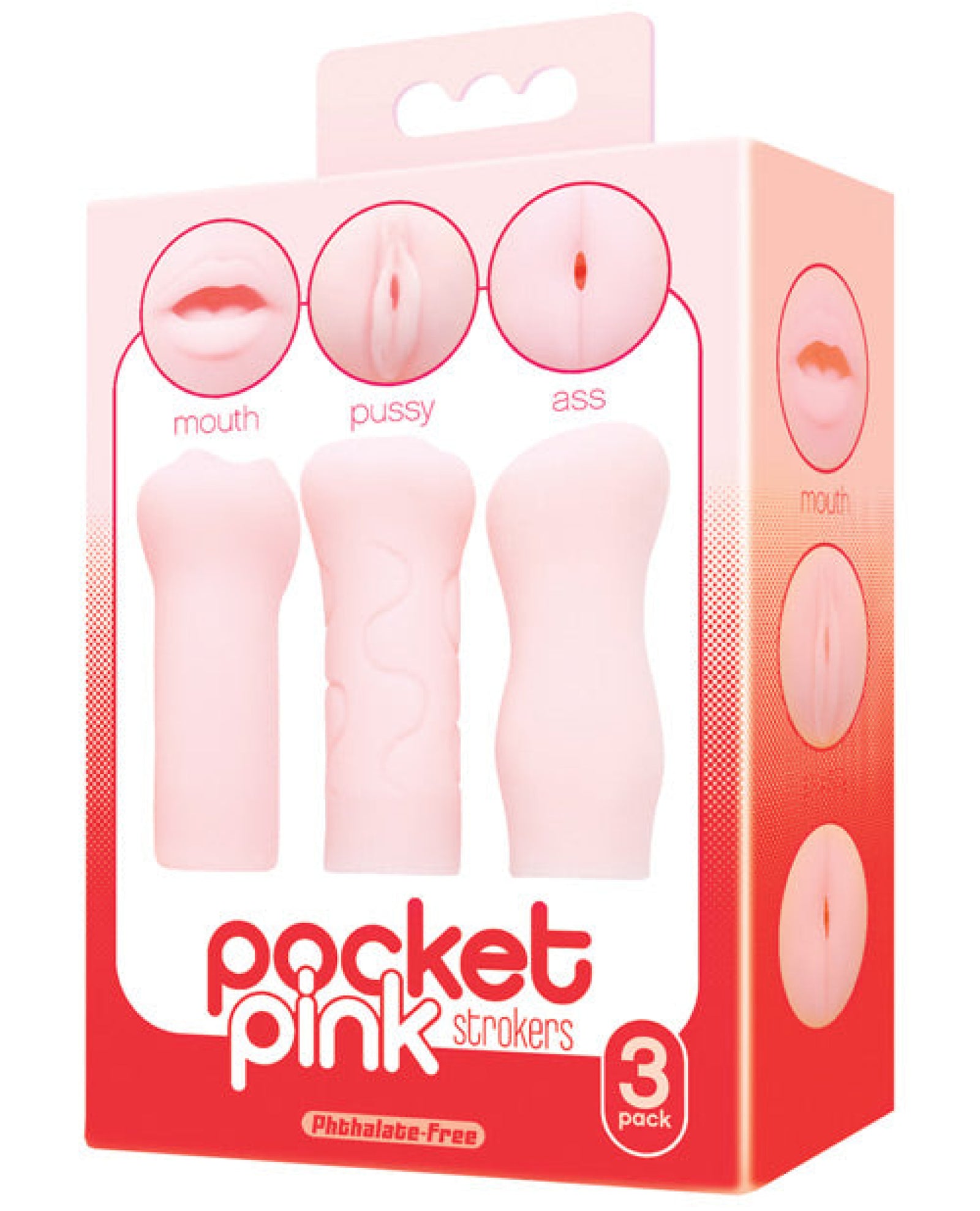 Icon Brands Pocket Pink Strokers - 3- Pack Icon