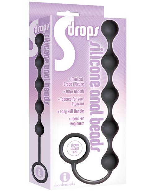 The 9's S Drops Silicone Anal Beads - Black Icon