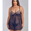 Jennie Cross Dyed Galloon Lace & Mesh Babydoll Navy Icollection