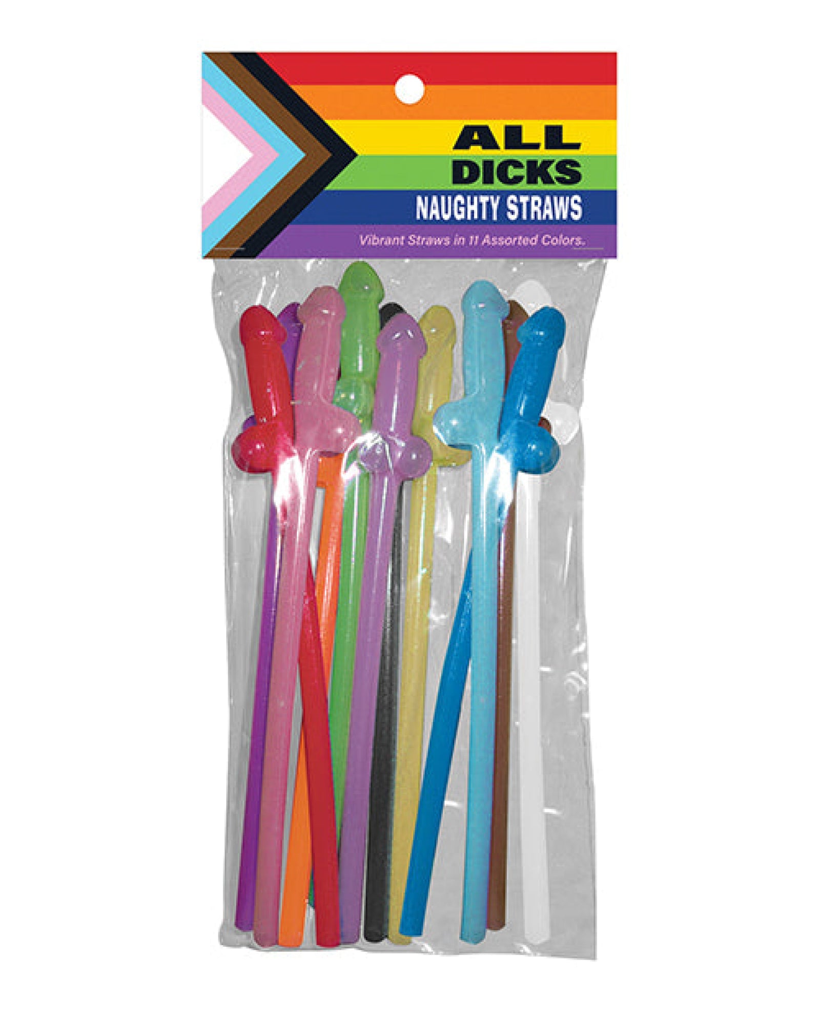 All Dicks Naughty Straws - Asst. Colors Pack Of 11 Kheper Games