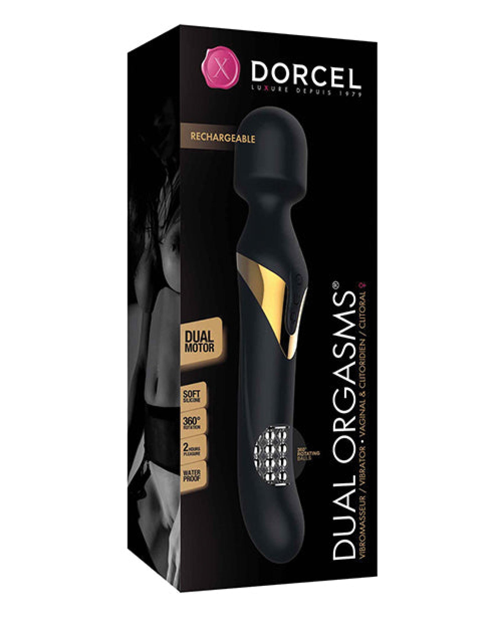 Dorcel Dual Orgasms Wand - Black-gold Dorcel