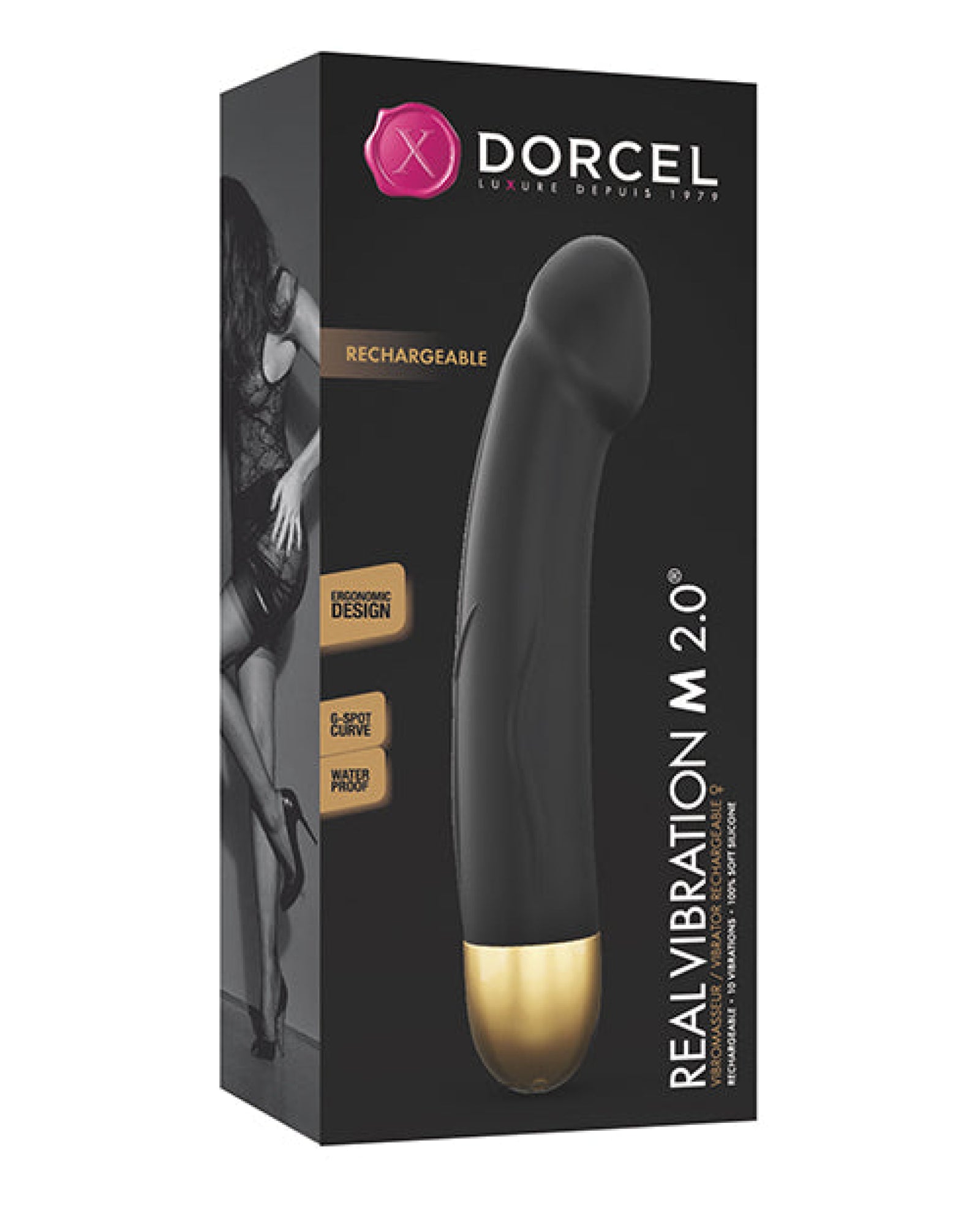 Dorcel Real Vibration M 8.6" Rechargeable Vibrator 2.0 - Black-gold Dorcel