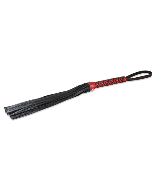 Sultra 16" Lambskin Flogger Classic Weave Grip - Black W-red Woven Handle Sultra