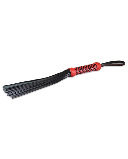 Sultra 16" Lambskin Twisted Grip Flogger - Black W-red Woven Handle Sultra