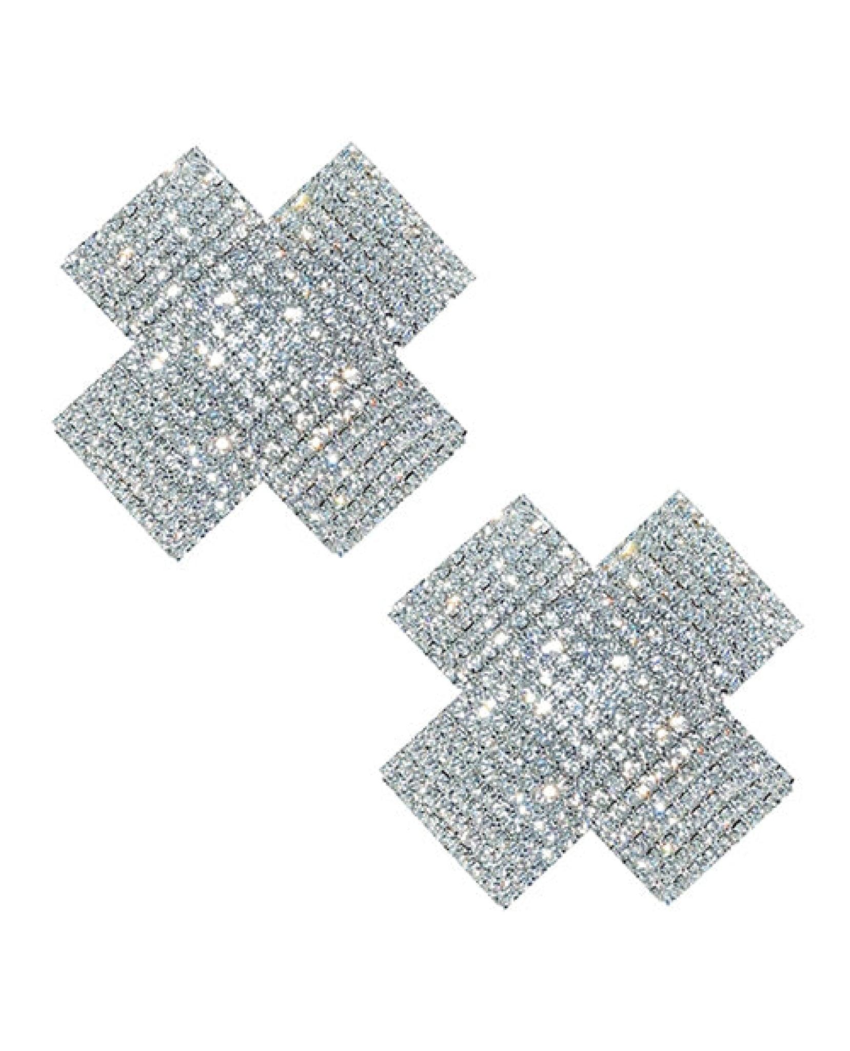 Neva Nude Cross Crystal Jewel Reusable Silicone Nipple Pasties - Clear O-s Neva Nude