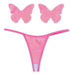 Neva Nude Naughty Knix Bella Rosa Shimmer G-string & Pasties - Soft Pink O-s Neva Nude