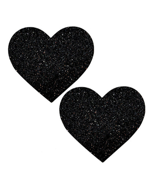 Neva Nude Black Malice Queen Status Glitter Heart Pasties - Black Qn Neva Nude 1657