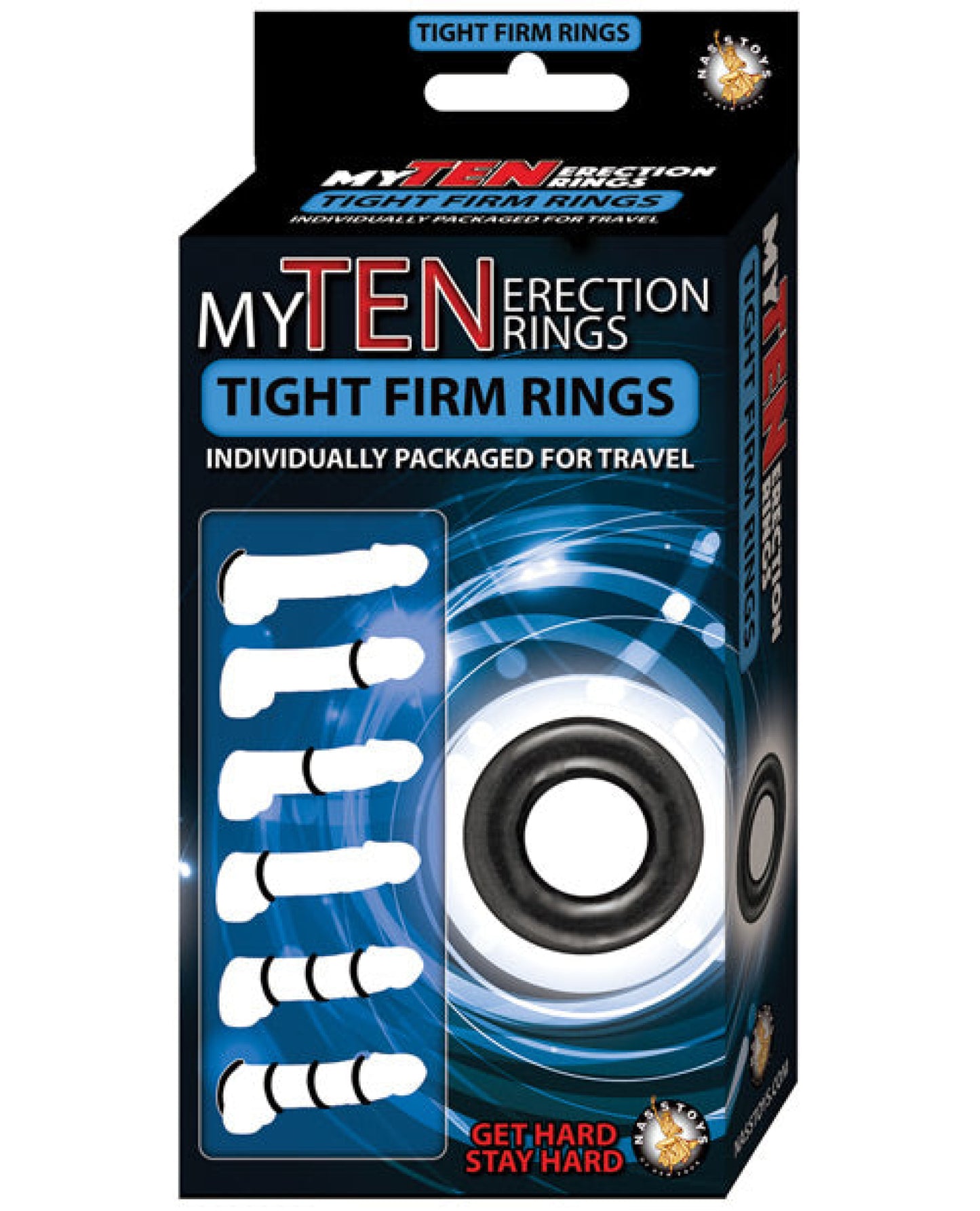 My Ten Erection Rings Tight Firm Rings - Black Nasstoys