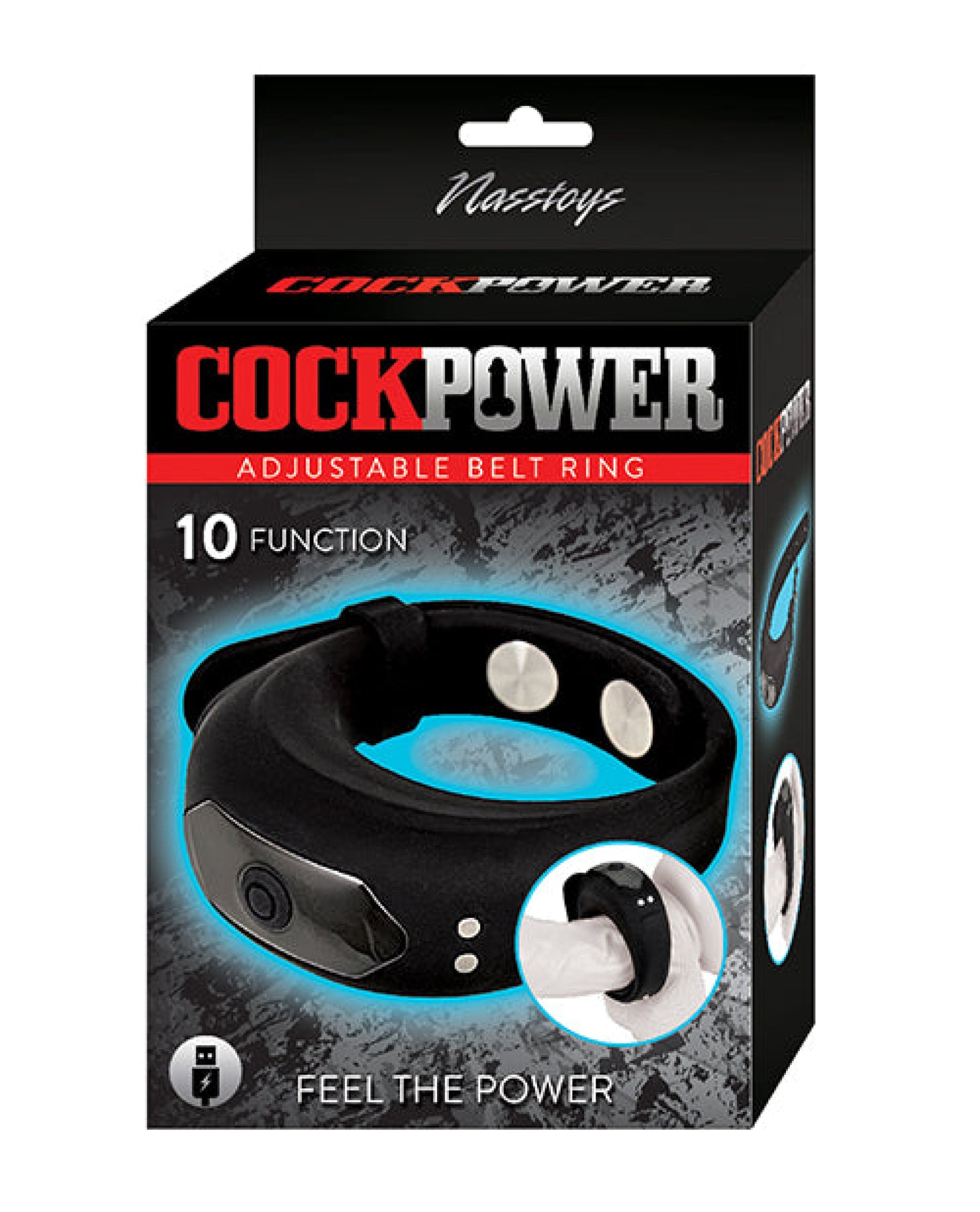 Cockpower Adjustable Belt Ring - Black Nasstoys