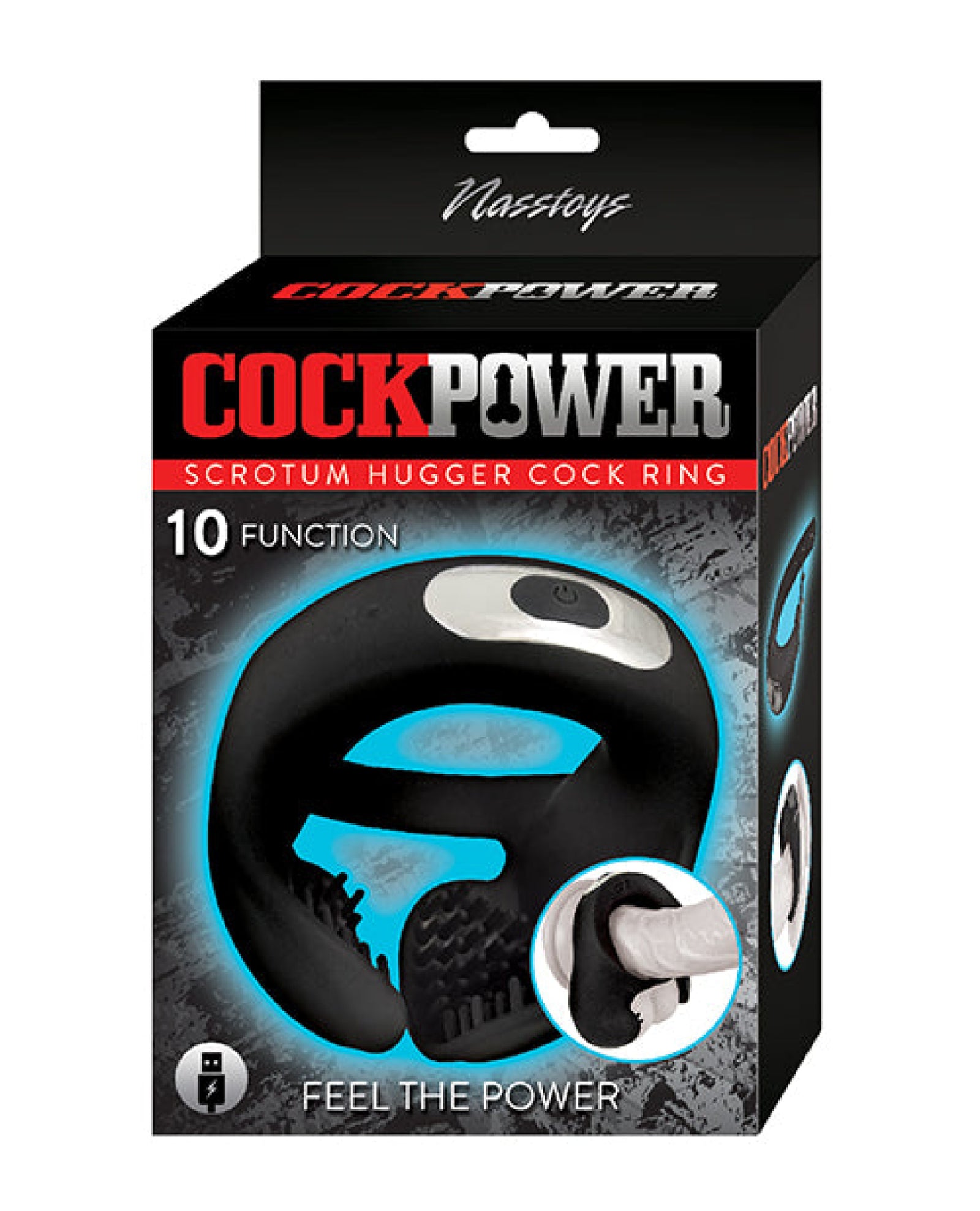 Cockpower Scrotum Hugger Cock Ring - Black Nasstoys