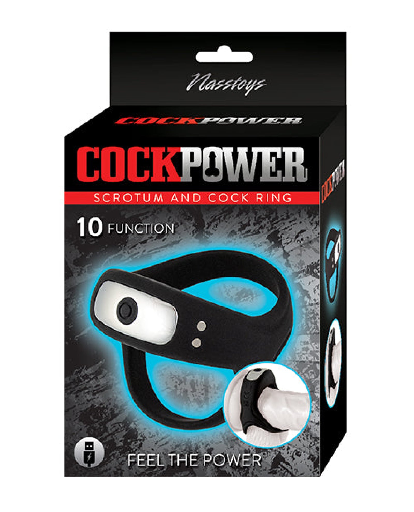 Cockpower Scrotum and Cock Ring - Black Nasstoys