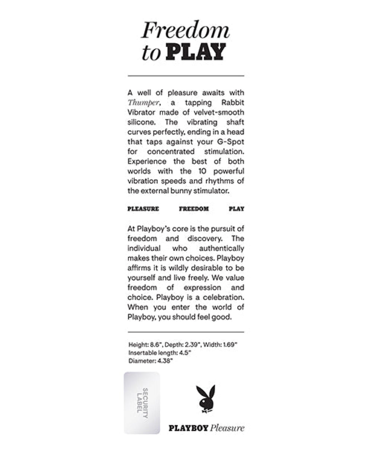 Playboy Pleasure Thumper Rabbit Vibrator - Wild Aster Playboy