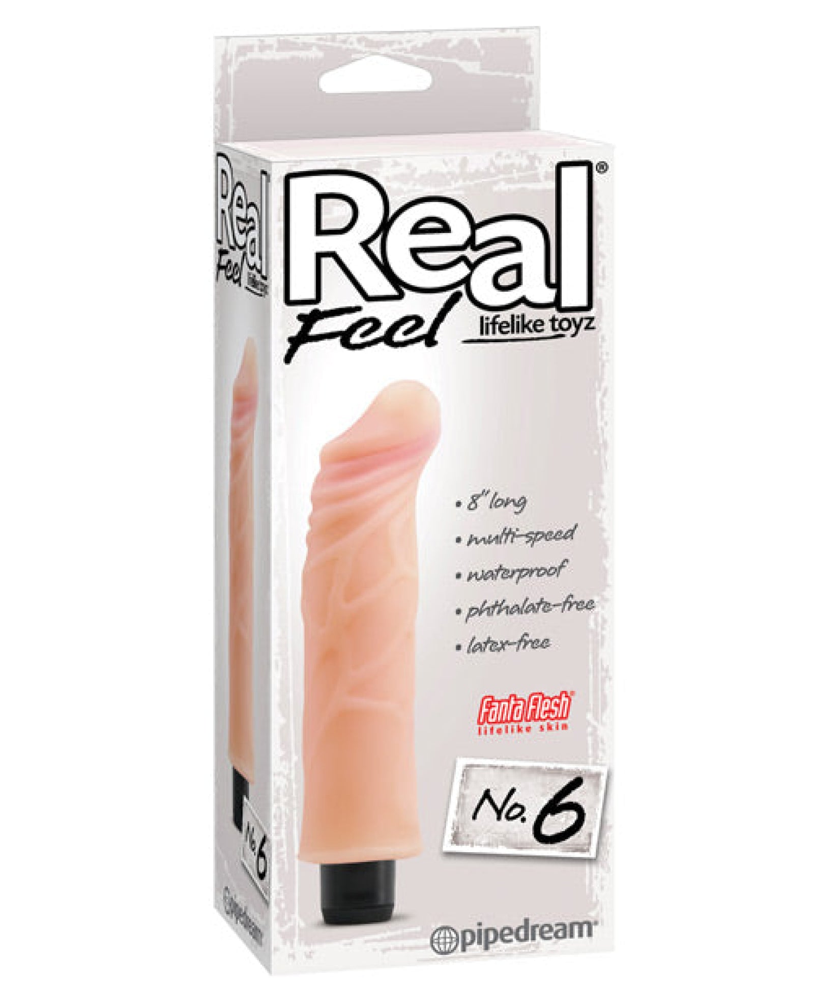 Real Feel No. 6  Long 8" Vibe Waterproof - Mutli-speed Flesh Pipedream®
