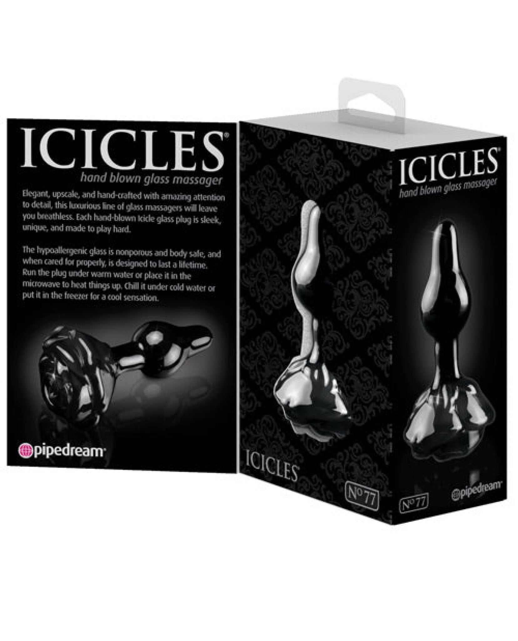 Icicles No. 77 Hand Blown Glass Rose Butt Plug - Black Pipedream®