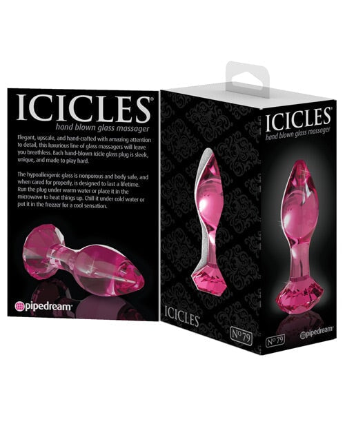 Icicles No. 79 Hand Blown Glass Diamond Butt Plug - Pink Pipedream®