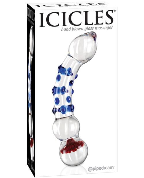 Icicles No. 18 Hand Blown Glass Massager - Clear W-blue Knobs Pipedream®