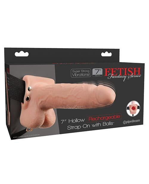 Fetish Fantasy Series 7" Hollow Rechargeable Strap On W-balls - Flesh Pipedream®