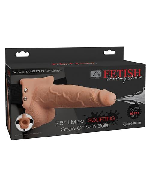 Fetish Fantasy Series 7.5" Hollow Squirting Strap On W-balls - Flesh Pipedream®