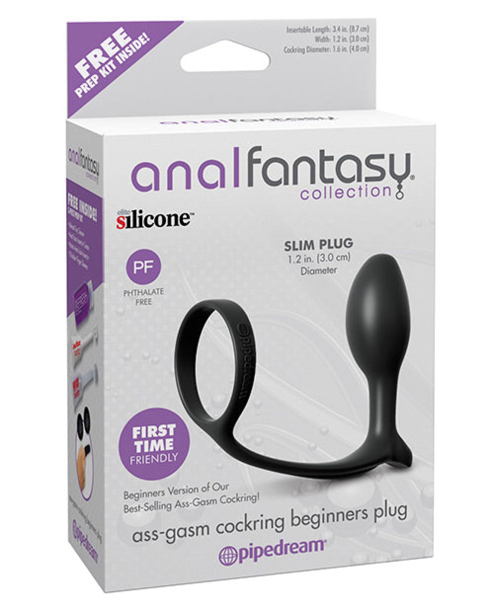 Anal Fantasy Ass-gasm Cockring Beginners Plug - Black Pipedream®
