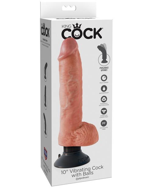 "King Cock 10"" Vibrating Cock W/balls" Pipedream®