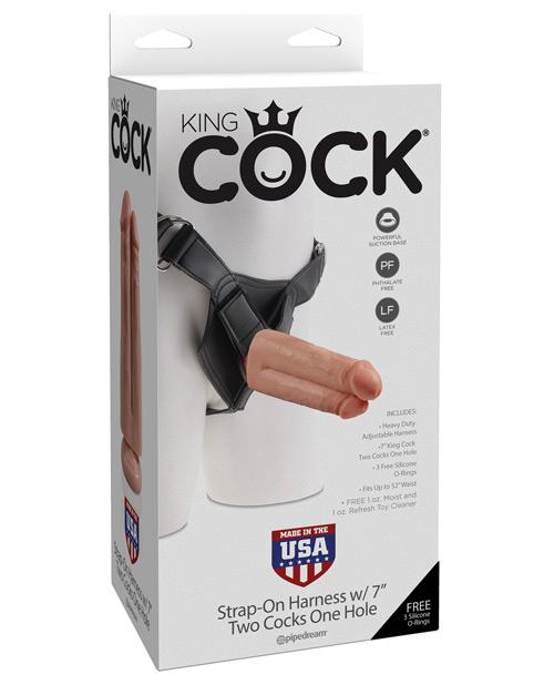 "King Cock Strap-on Harness W/7"" Two Cocks One Hole" Pipedream®