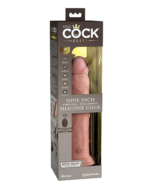 King Cock Elite 9" Dual Density Vibrating Silicone Cock W/remote Pipedream®