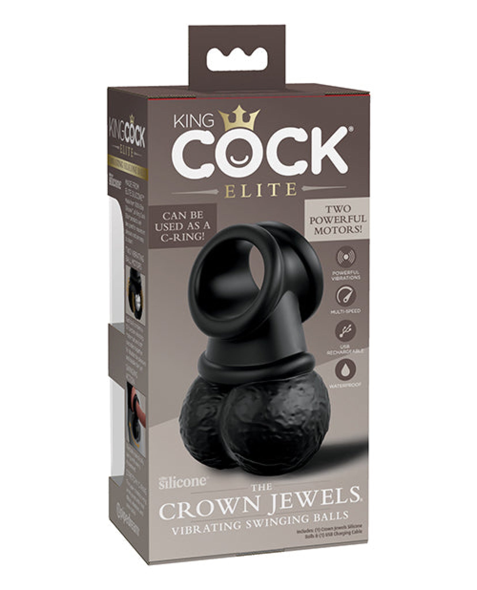 King Cock Elite The Crown Jewels Vibrating Swinging Balls - Black King Cock®