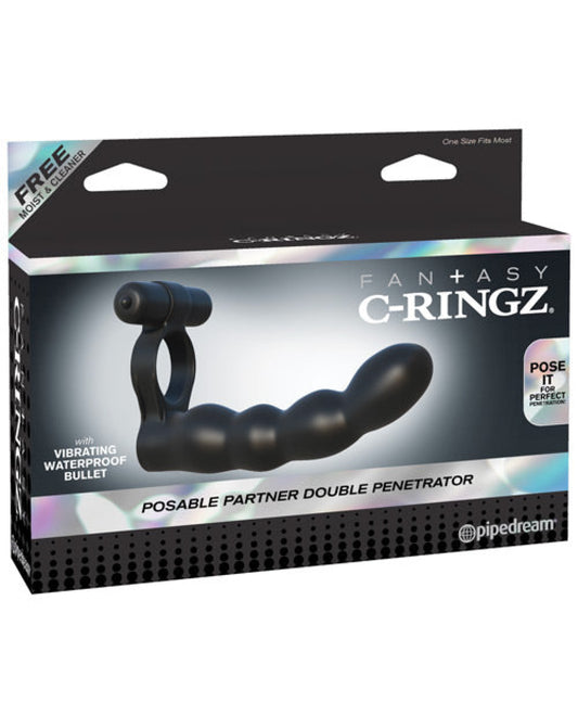Fantasy C-ringz Posable Partner Double Penetrator - Black Pipedream® 1657