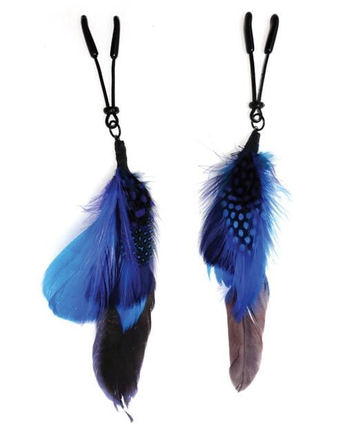 Bijoux De Nip Colored Feather W/blue Tweezer Clamp Bijoux